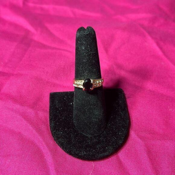 February Birthstone Fashion Colorful Rhinestone Boutique Ring Gold Plates Size - Picture 1 of 4